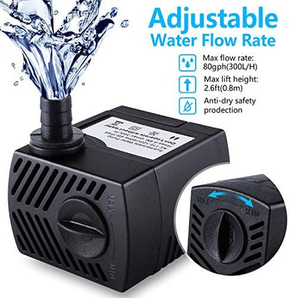 Compact 4W indoor fountain pump showing the three base rubber suction cups