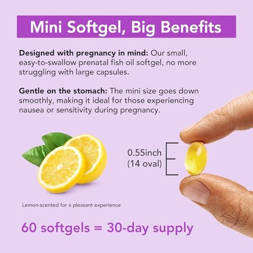 Premom prenatal DHA fish oil capsules packaging displaying supplement facts and nutritional info.