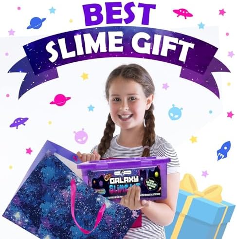 Original Stationery Galaxy Slime Kit pink purple and blue glittery slimes mixed together.