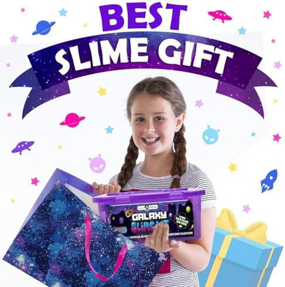 Original Stationery Galaxy Slime Kit pink purple and blue glittery slimes mixed together.