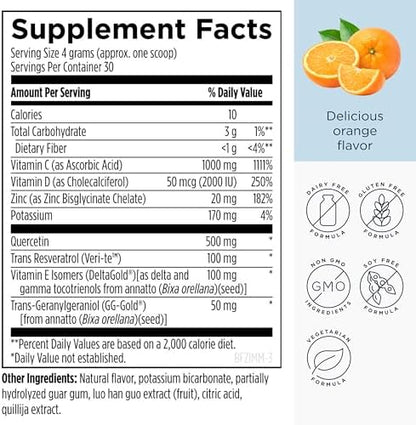 Designs for Health orange flavored bioflavonoid and zinc effervescent powder directions