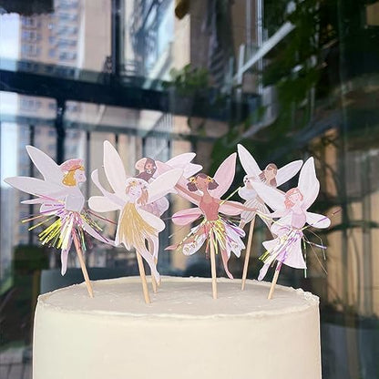 Handcrafted fairy cupcake toppers for party decoration
