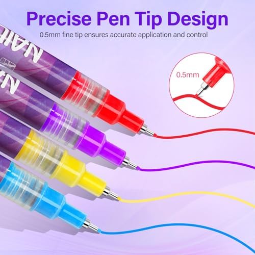 12 colors of Hubture nail art pens displayed