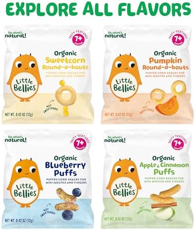 Individually wrapped organic corn rings for easy on the go toddler snacking.