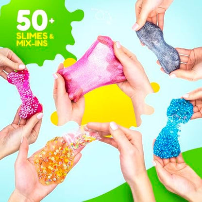 Complete contents of the fifty plus piece DIY art supplies kit displayed for sensory play.