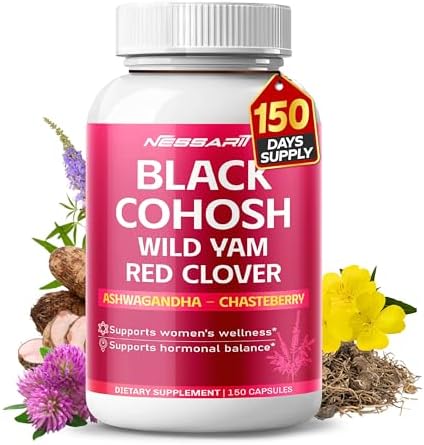 Nessarit Black Cohosh ingredients label showcasing wild yam and ashwagandha