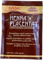 Close up of HASK Henna and Placenta hair treatment sachet