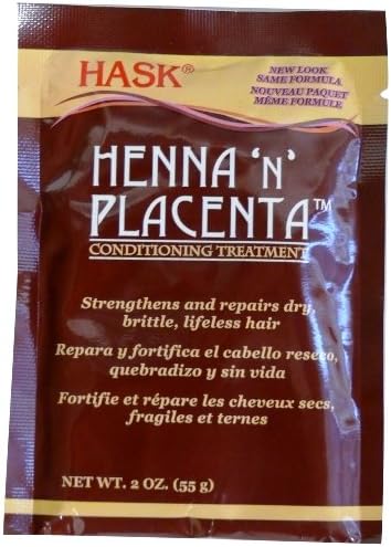 Close up of HASK Henna and Placenta hair treatment sachet