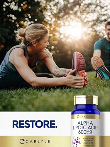 Carlyle nutritionals alpha lipoic acid bottle displaying biotin optimizer details.