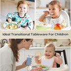 Dishwasher safe 18 8 stainless steel baby training utensils being cleaned