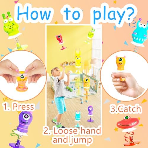 Demonstration of the colorful monster pop up launcher jumping high into the air after releasing.
