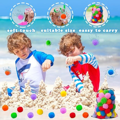 Close up view of the durable polypropylene cotton material of the two point four inch splash balls.
