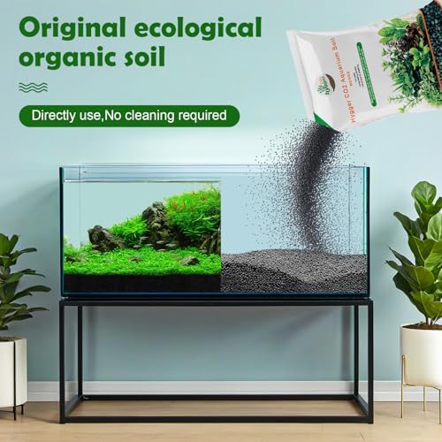 Hygger Co2 soil texture in a fish tank display