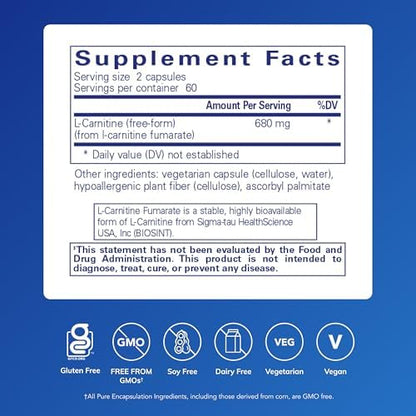 Pure Encapsulations amino acid supplement for fat metabolism and heart health.