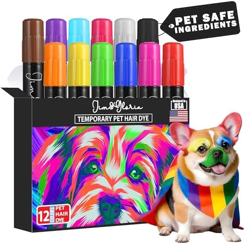 Close up view of Jim and Gloria pet safe temporary fur paint pens