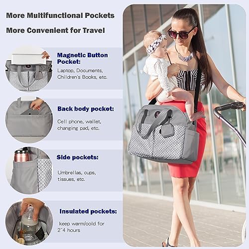 Supromomi waterproof diaper tote insulated pockets
