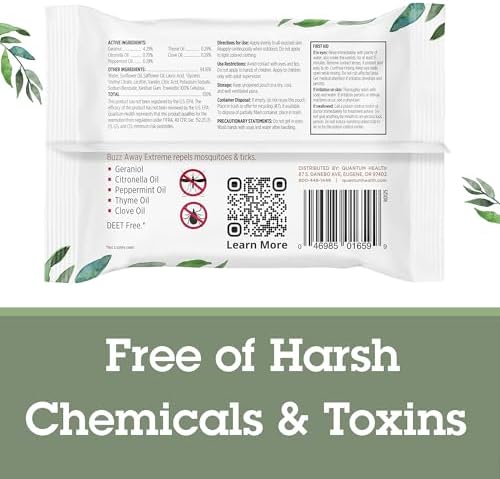 Quantum Health plant based bug repellent towelettes individually wrapped packets