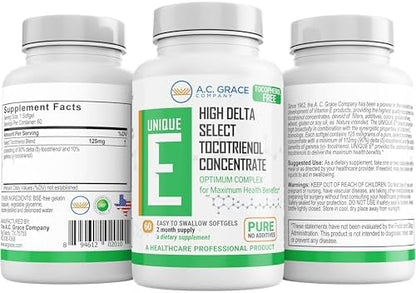 Authentic AC Grace Company Unique E Tocotrienol 125 mg dietary supplement packaging