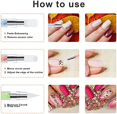 Silicone brushes being used for intricate resin nail art detailing