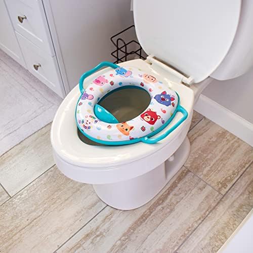 Premium CoComelon baby toilet adapter seat from a top perspective view
