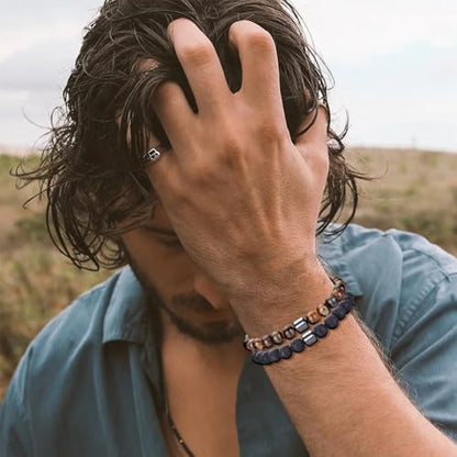 Close up of 72ore wellness bracelet on a wrist.