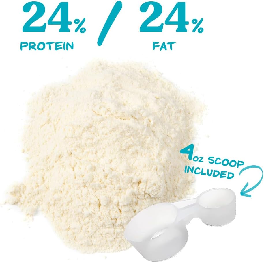 Back label of Manna Pro Nurse All milk powder displaying ingredients and feeding instructions.
