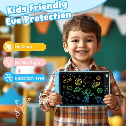Top view of Frelswon LCD writing tablet set and accessories