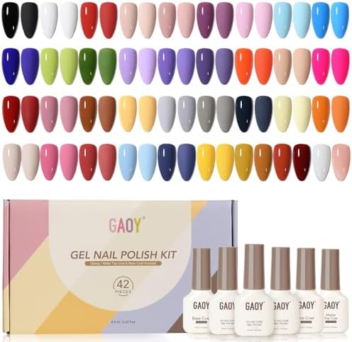 Gaoy 42 piece gel nail polish kit front view with bottles