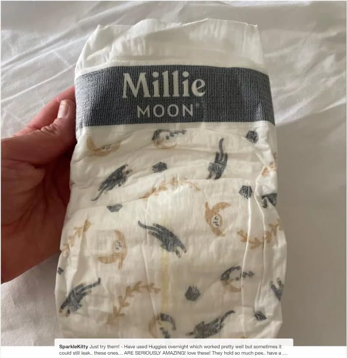 Side view of Millie Moon luxury diaper box showing size 1