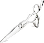 Kinsaro professional hair cutting scissors front view showcasing premium silver finish