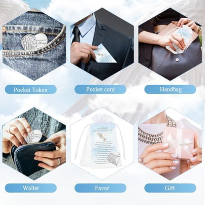 Fumete church funeral gifts showing exact dimensions of pocket tokens and premium cardstock