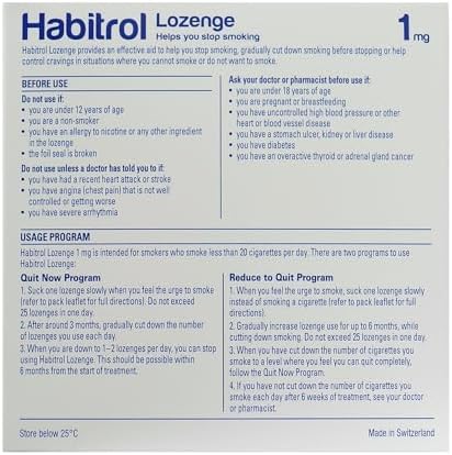 Habitrol smoking cessation lozenges 1mg mint flavor packaging