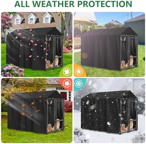 Side perspective of black universal fit crate canopy with side zippers open for pet access