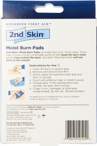 Close up of Spenco 2nd skin cooling gel pad for burn relief.
