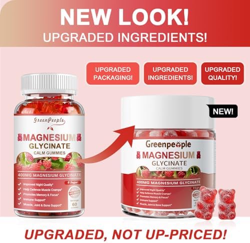 Premium authentic packaging of GREENPEOPLE magnesium gummies on a clean lifestyle background.