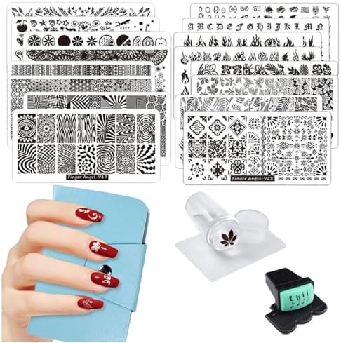 FingerAngel 21 piece nail stamp plate set overview