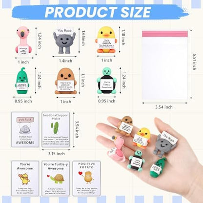 Gejoy emotional support dolls arranged neatly alongside their matching motivational message cards