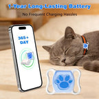 No monthly fee pet tracking device attached to a travel luggage handle for security.