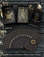 Back view of the WJPC gold foil tarot cards with starry night design