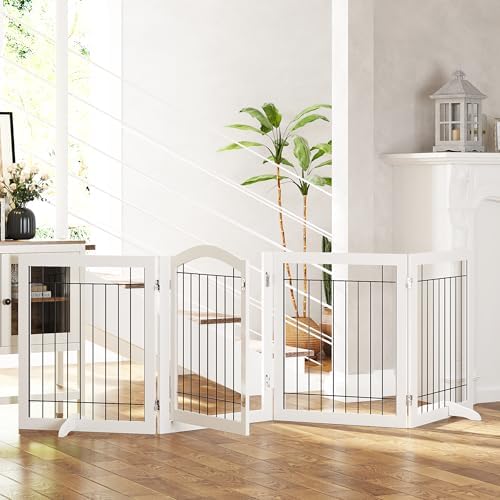Spirich wide pet safety gate folded down completely flat for compact home storage