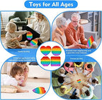 Tactile demonstration of a finger pressing down a bubble on the rainbow silicone toy.