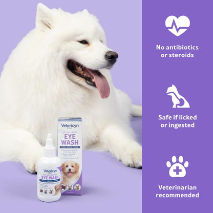Pet owner using Vetericyn eye wash on a dog