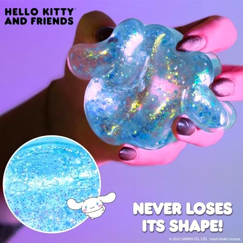 Horizon Group USA blue fidget toy close up showing the slow flow mesmerizing glitter gel texture