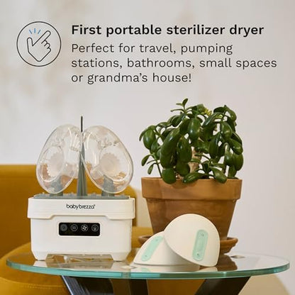 Baby Brezza Mini Sterilizer showing interior bottle rack