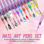 12 color nail art marker set for DIY manicures