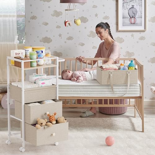 Detachable diaper caddy section of Modanais nursery cart