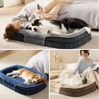 Bedsure Orthopedic Dog Beds Large Sized Dog - 360 degrees Oval Bolster Large Dogs Bed for Senior Dogs with Waterproof Washable Cover, Big Comfort Pet Sofa Couch with Ultra-Soft Fleece, Grey, 35" - Image 6