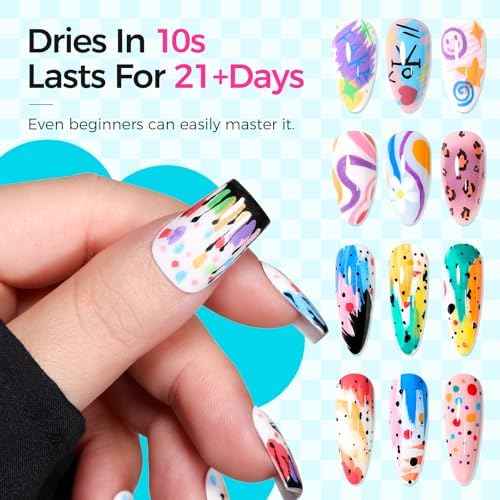 Gellaktik 3D nail art pens set vibrant color palette display