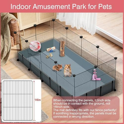 VISCOO 12 Panels Small Animal Playpen, 48" x 24" x 16" Pet Playpen with Waterproof Mat, C&C Cage for Guinea Pigs, Puppy Play Pen, Bunny Playpen, Indoor Outdoor Portable Metal Wire Yard Fence - Image 5