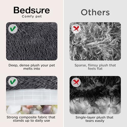 Bedsure SupportMax(TM) Calming Dog Beds Large Sized Dog - 36in Donut Washable Large Pet Bed,Anti-Slip Removable Cover,420GSM Round Anti-Anxiety Fluffy Plush Faux Fur Bed, Fits up to 80 lbs Pets - Image 5
